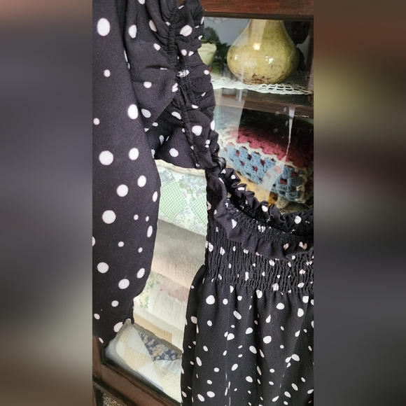 Roommates Black and White Polka Dot Blouse - Picture 3 of 4